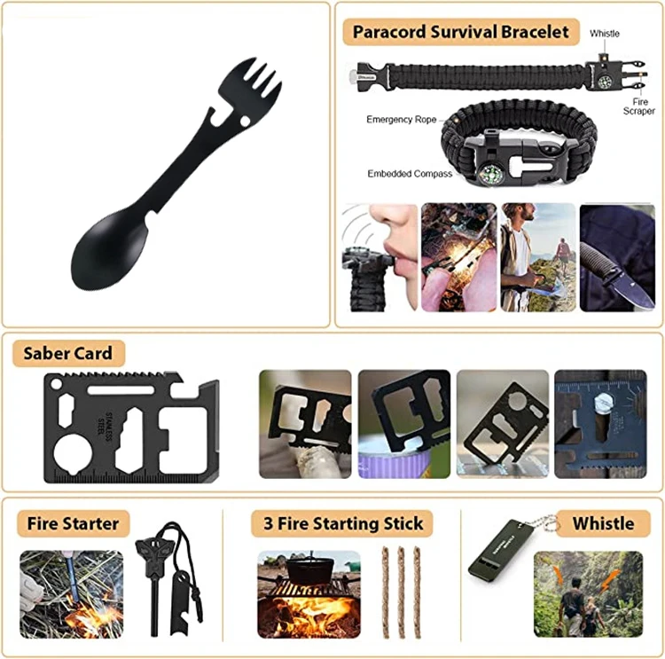 Survival Kit Set Travel Camping Backpack Emergency First Aid With Medical Supplies And First Aid Tactical Kits