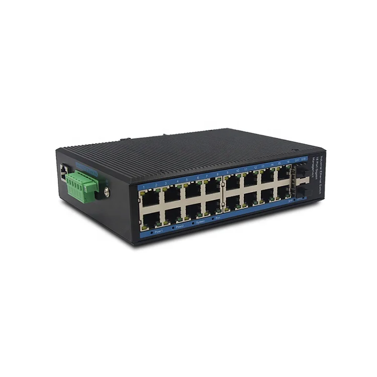 Коммутатор с 16 портами PoE 10/100/1000M управляемый промышленный сетевой коммутатор Ethernet