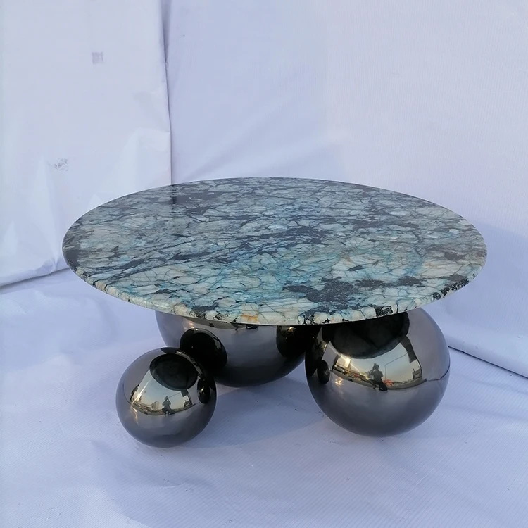 Latest Design Round Top Art Base Natural Marble Coffee Table