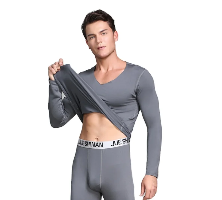 Cheap High Quality Classic Underwear Set Solid Color Thermal Men Long Johns Suit