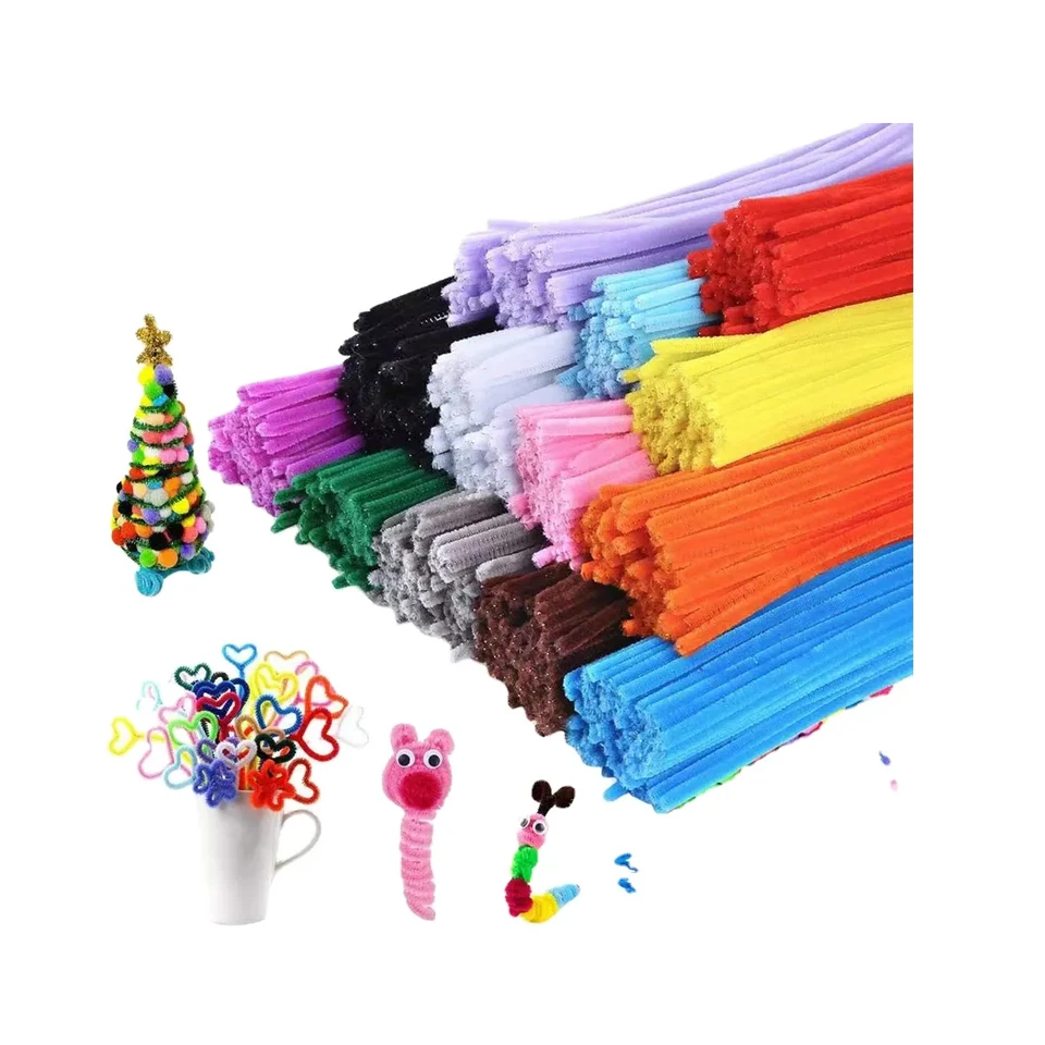 Preschool Educational Craft Kits DIY Assorted Colorful Chenille Stems Pipe Cleaners Fuzzy Sticks