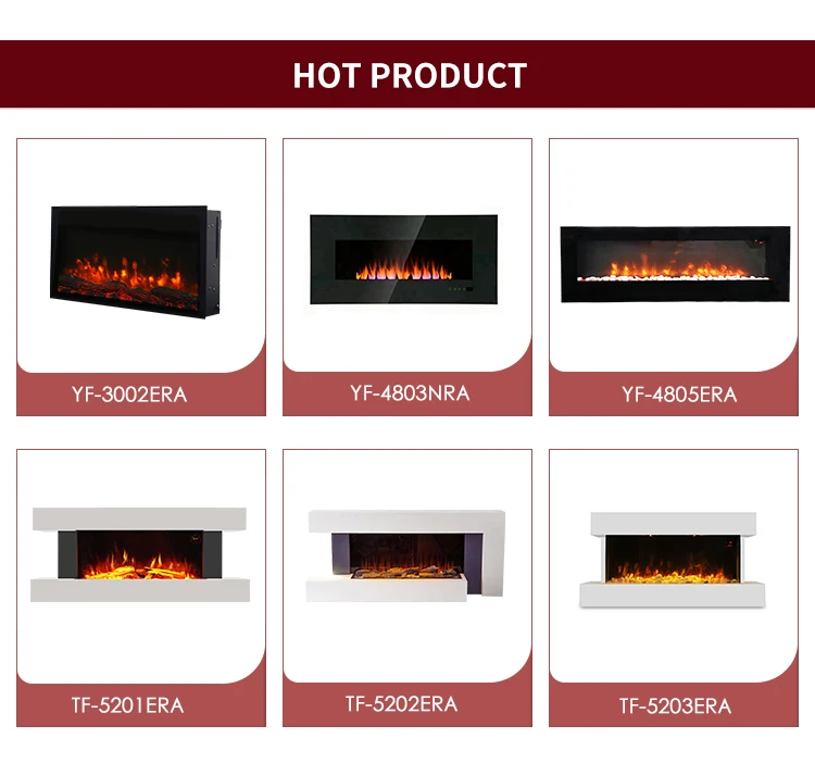 Wholesale Manufacturer Recessed Wall Mounted Electric Fireplace Heater Decorative Multicolor Flame Remote Control Indoor