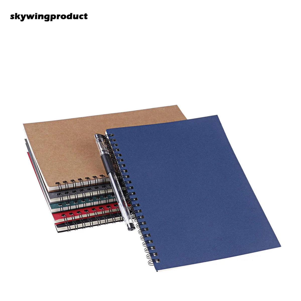 Skywing product 6 Colors  7.3 x 9.3 Inch 100 Pages Spiral Soft-cover Notebook For Students School Office Working Supplies