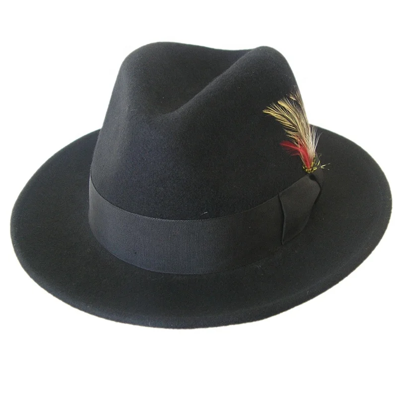 German fedora wool felt hat with ribbon