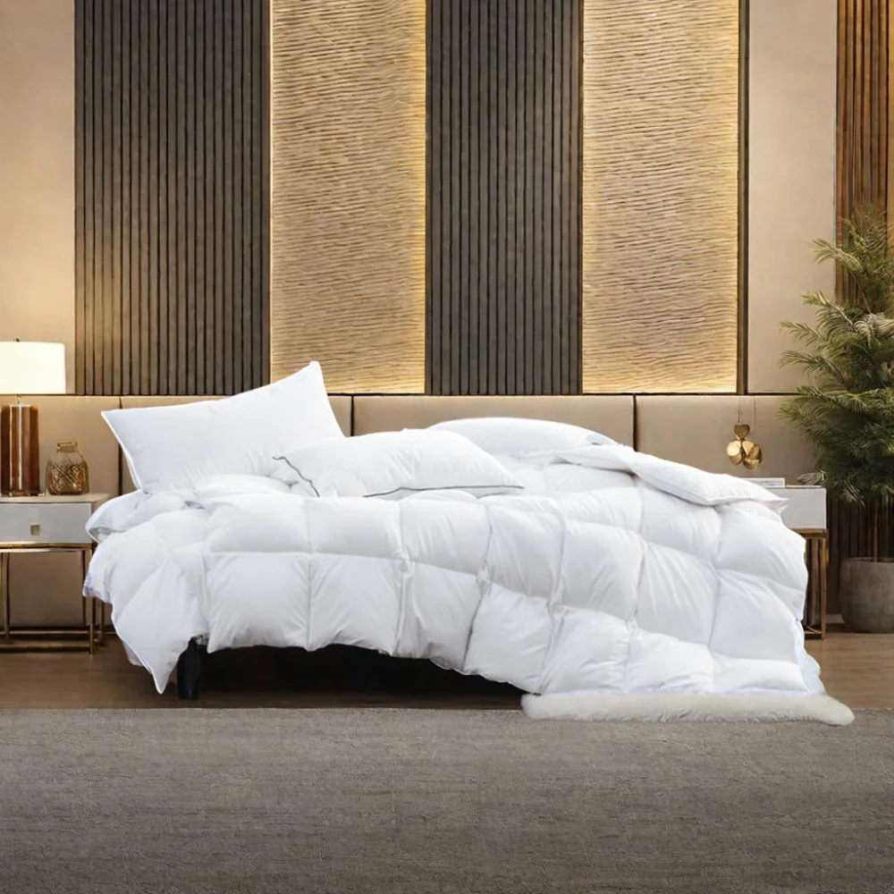 Luxury Hotel Goose Feathers Down Comforter Super Soft 100% Cotton Cover Heavy weight extra warm goose down quilt