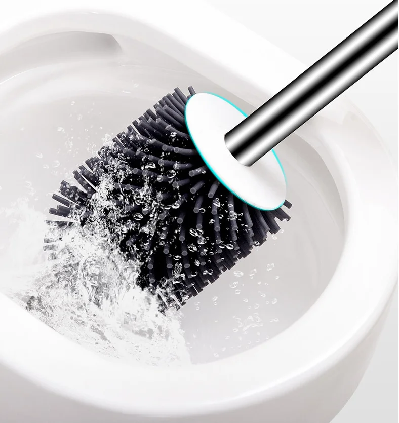 TPR Standing Toilet Brush Set Base Silicone Toilet Brush with Holder with Soft Bristles for Bathroom Cleaning Plastic Roller 1kg