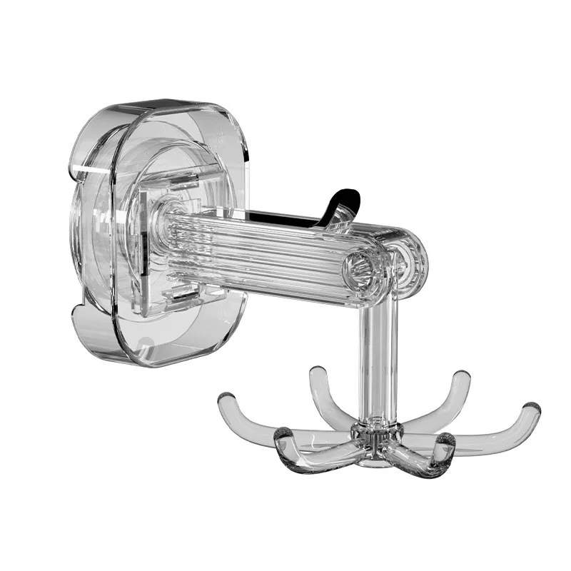 Multifunctional rotating Hole-free 360 degree wall-mounted spatula spoon storage rack Kitchen suction cup six claw swivel hook