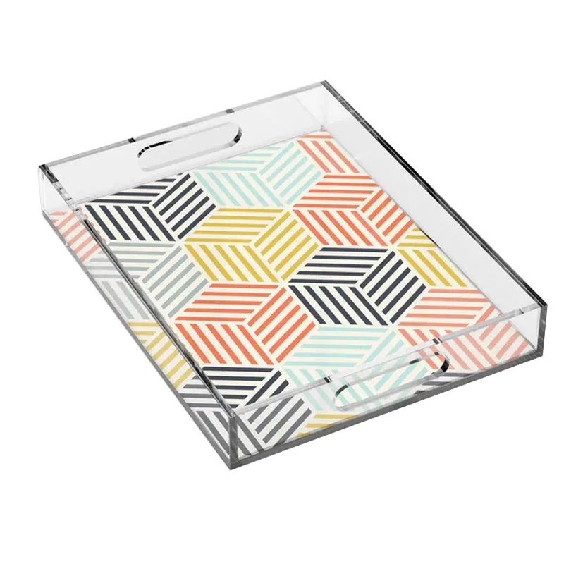 Premium quality clear acrylic food tray with handles