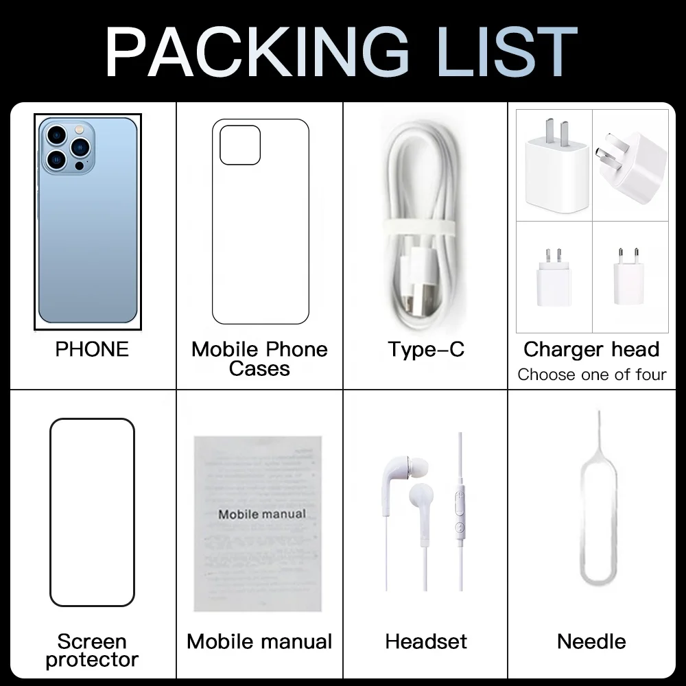 XINZY  OEM  New 100% Original 6.8Inch Screen Android Phone 16+512gb Wifi Camera Gps 3 Sim Card I13pro Mobile Phones