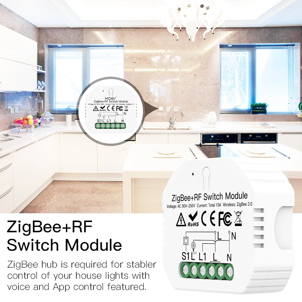 ZigBee Smart RF433 Curtain Switch Module for Motorized Roller Shutter Blinds Motor 2MQTT Smart Life APP Alexa Google Home