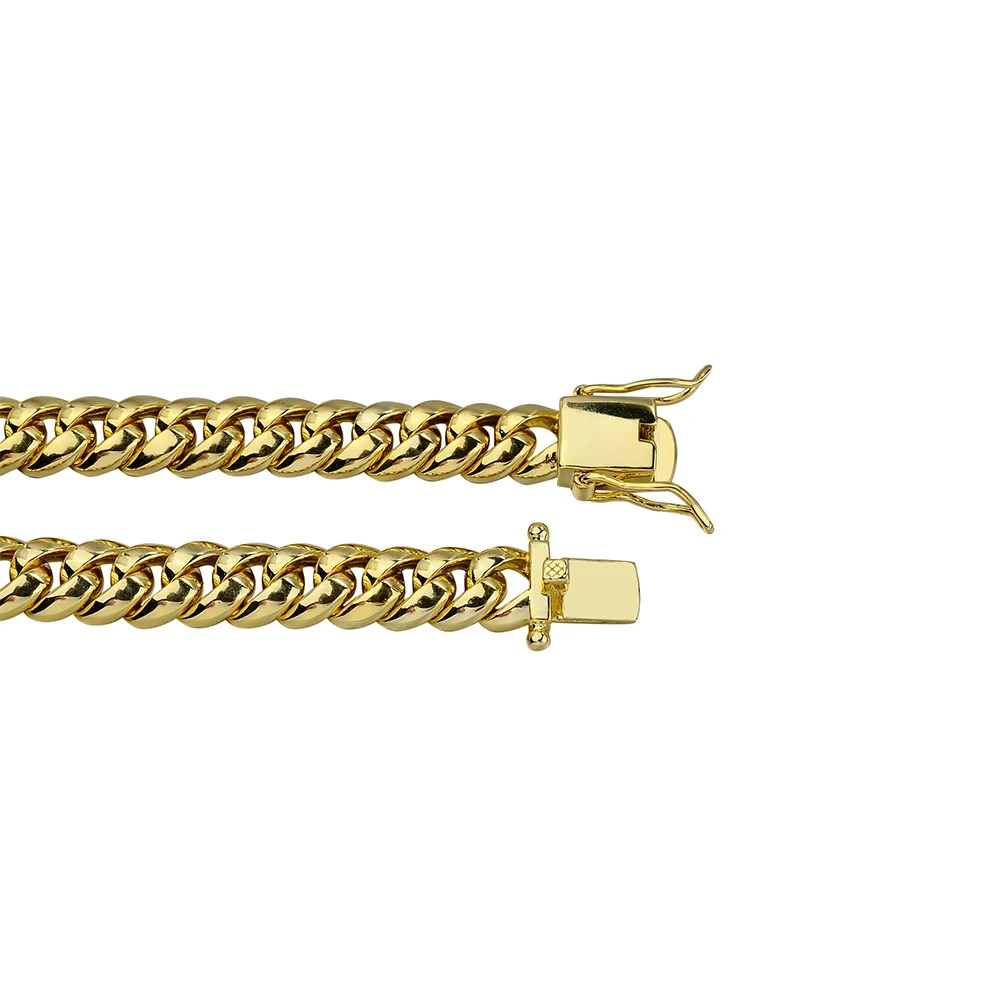 Hip Hop Fine Jewelry 8mm Custom Gold Plated Heavy Miami 8Mm Brass No Stones Cuban Link Chains Necklace For Men