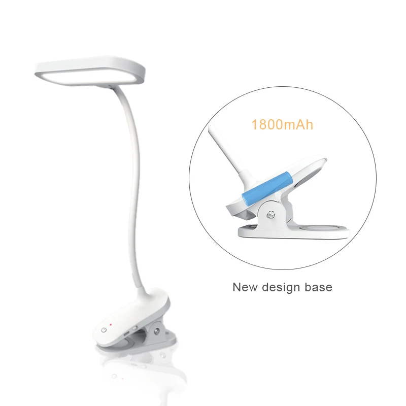 Горячая светодиодная подставка с зажимом для лампы двойного назначения, офисная/учебная/спальня, беспроводная Настольная лампа с аккумулятором, современная пластиковая белая 80 круглая