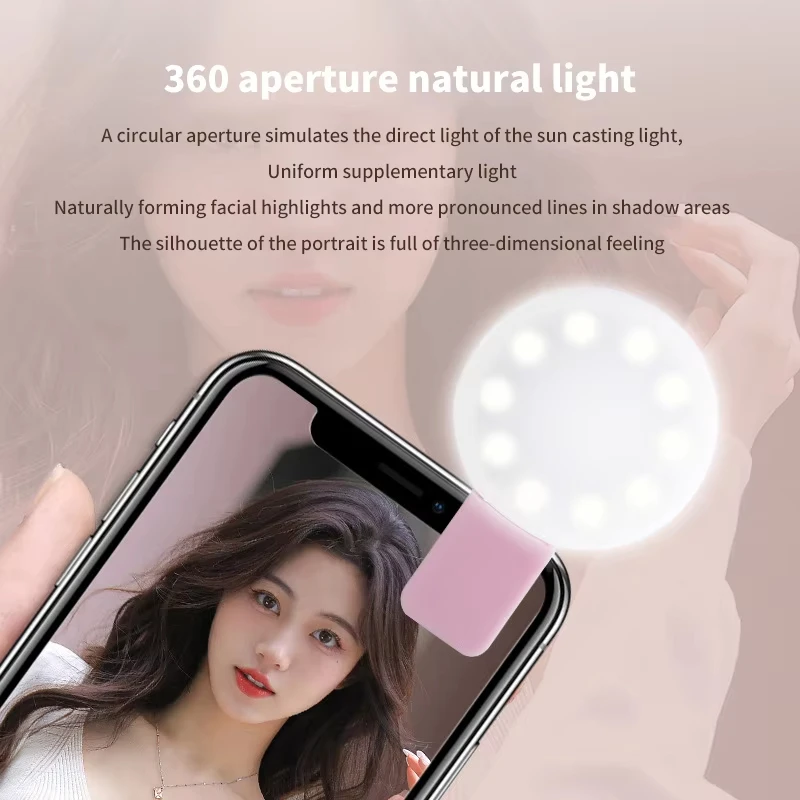 Cheap price mini Q selfie light clip on phone portable rechargeable led flash phone lens light 3 brightness