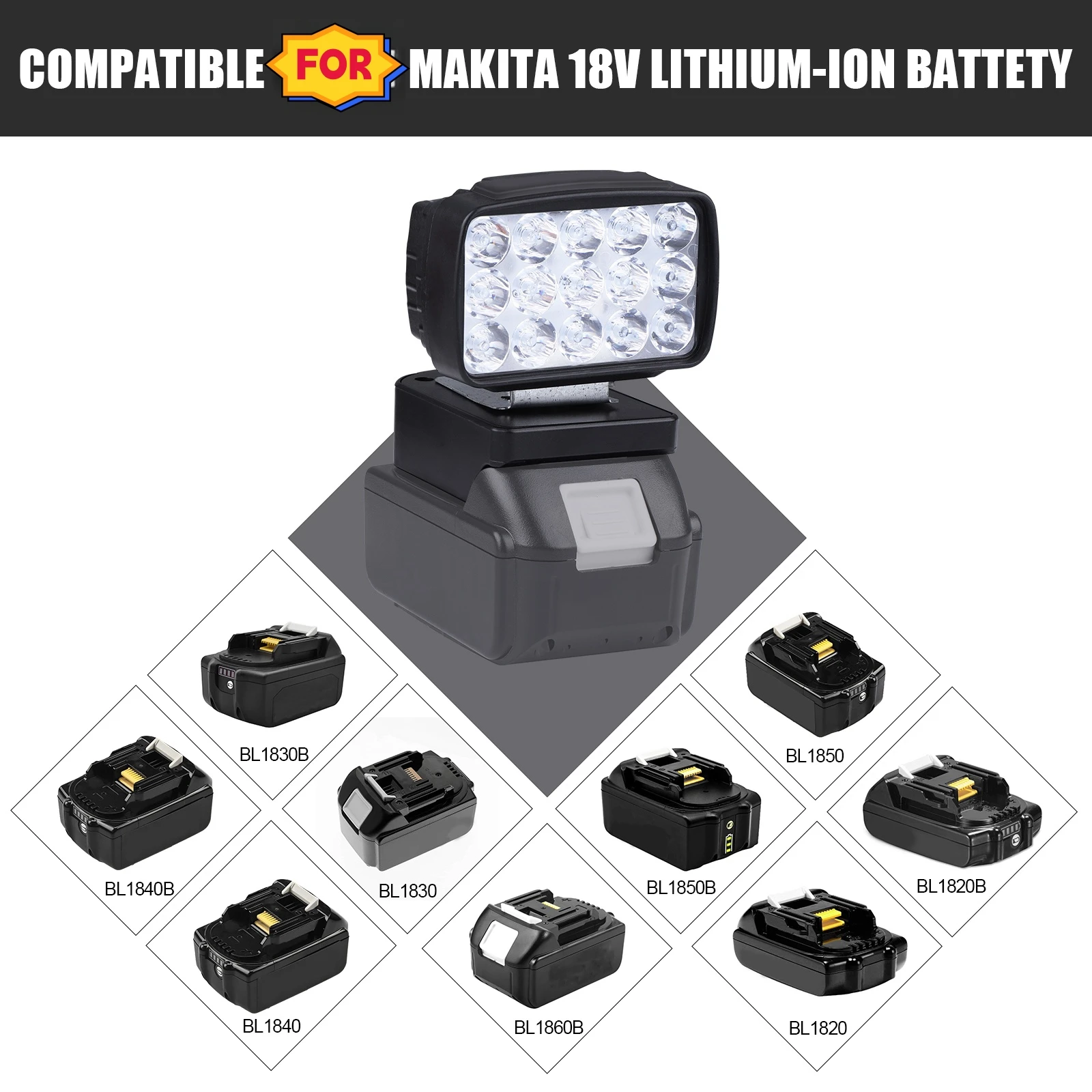 900lm Led Light Compatible for Makit Lithium-ion Battery Cordless Portable USB & Type C Ports Working Light DC Ce Guangdong 90