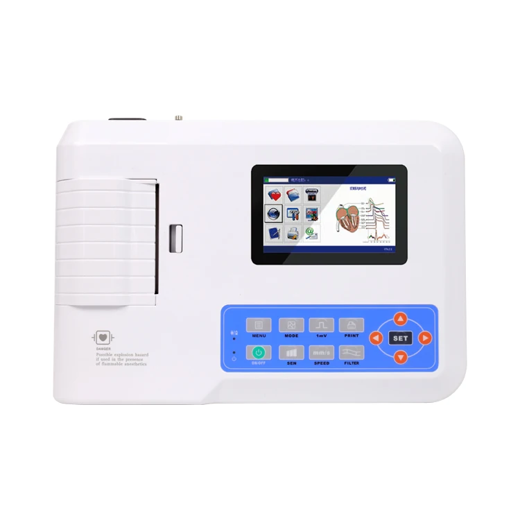 Портативный ЭКГ-монитор CONTEC ECG300G, 12 проводов, 3 6 12 каналов, электрокардиограф