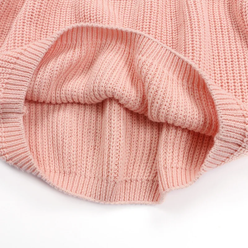 Low Moq Wholesale Toddler Kids Pink Knit Sweater Knitting Pullovers Baby Girl Sweater For Girls 4