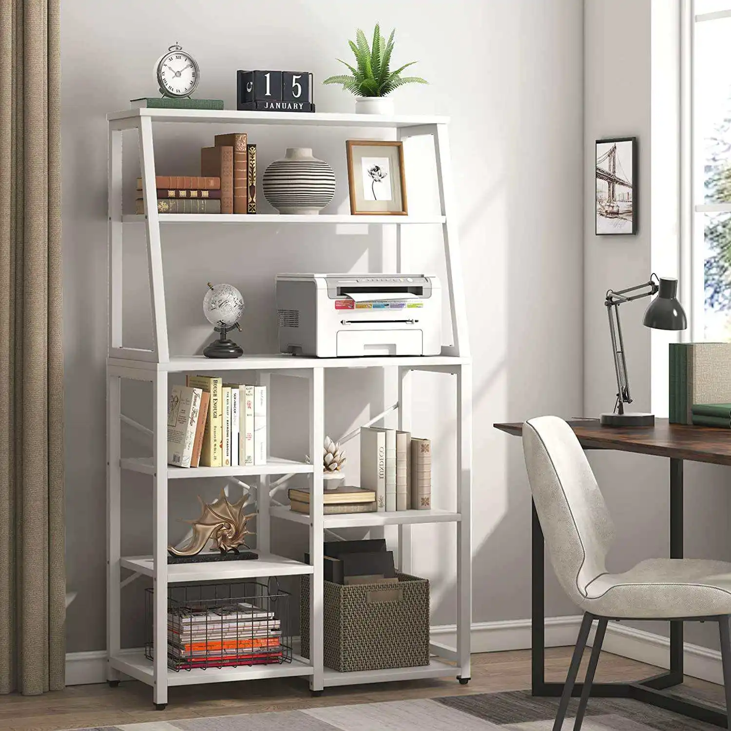 Industrial Bookshelf  8-Tier Bookcase Storage Shelves Organizer Modern Etagere Bookshelf Display Rack