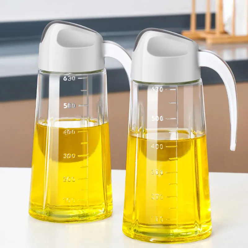 300ml 600ml 630ml LOGO Printing Transparent Kitchen Olive Oil Bottle Dispenser for Kitchen