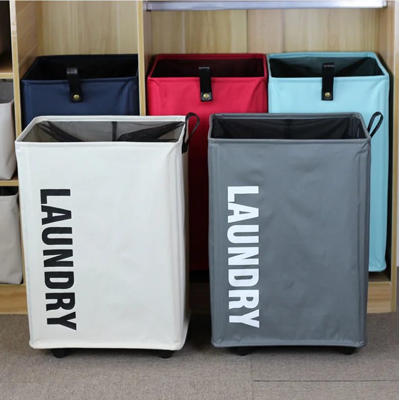 Custom Durable Organizer Collapsible Cart Baskets with Wheels Foldable Corner Storage Bag Dirty Cloth Washing Hamper Laundry Bin