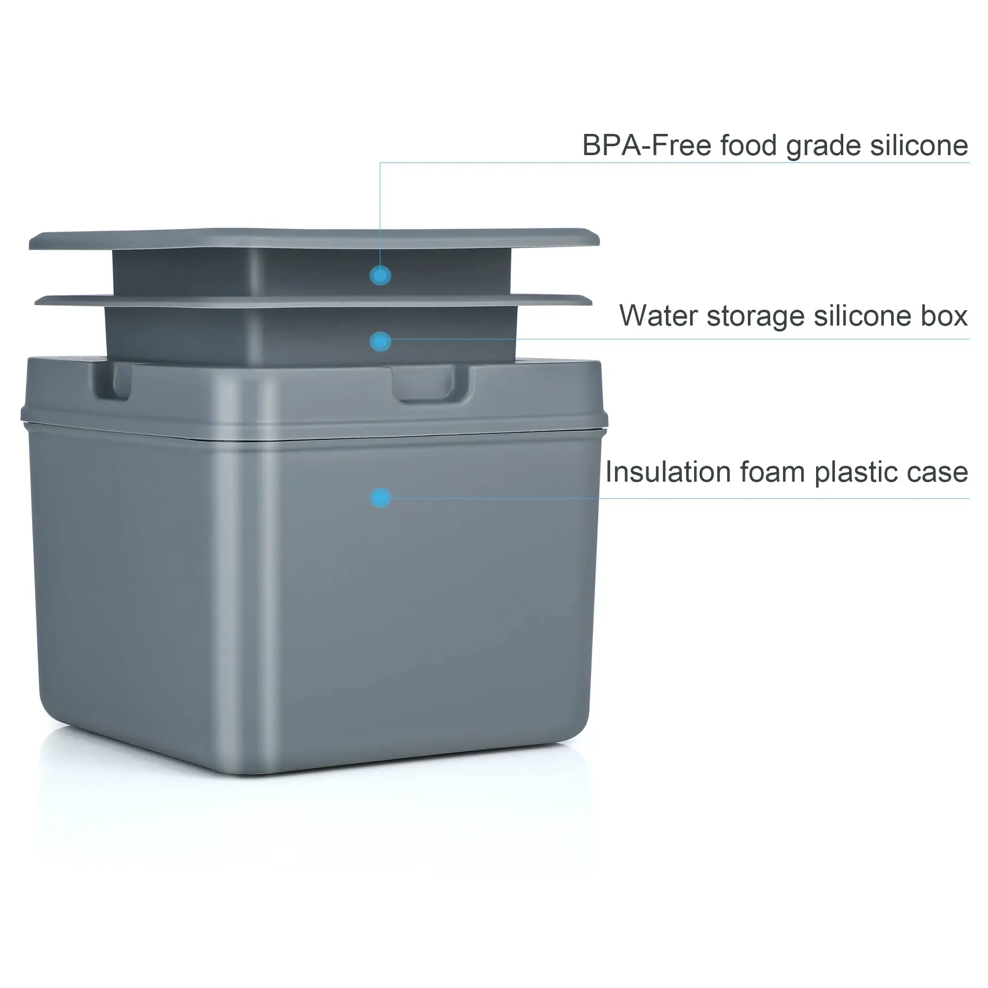 Easy Release Modern Whiskey Design Plastic Silicone Cream Square Block Containers Makers Silicone Clear Ice Cube Mold Bucket Box