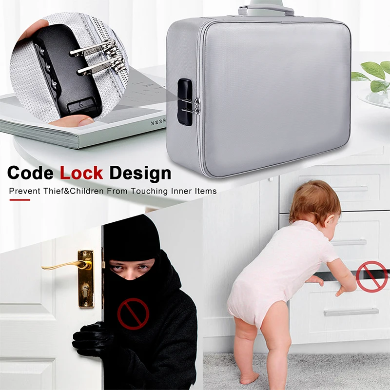 YIHUAXING Factory Wholesale Travel A4 Document Bags Portable Fireproof Document Bag with Lock Safe Storage for Important Files