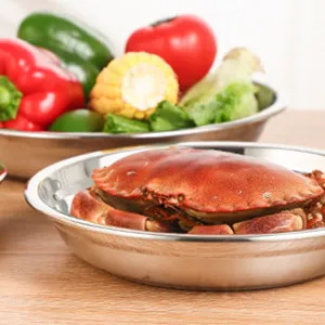 Korean Style 201/304 Plated Gold Stainless Steel Outdoor Camping Dinner Salad Dish Plate for Restaurant