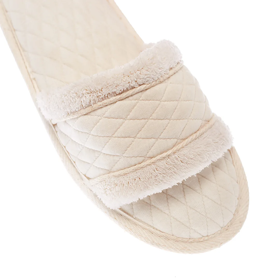 Cozy Fur Open Toe House Slip On Slippers Non Slip Soles Lightweight Slippers for Women