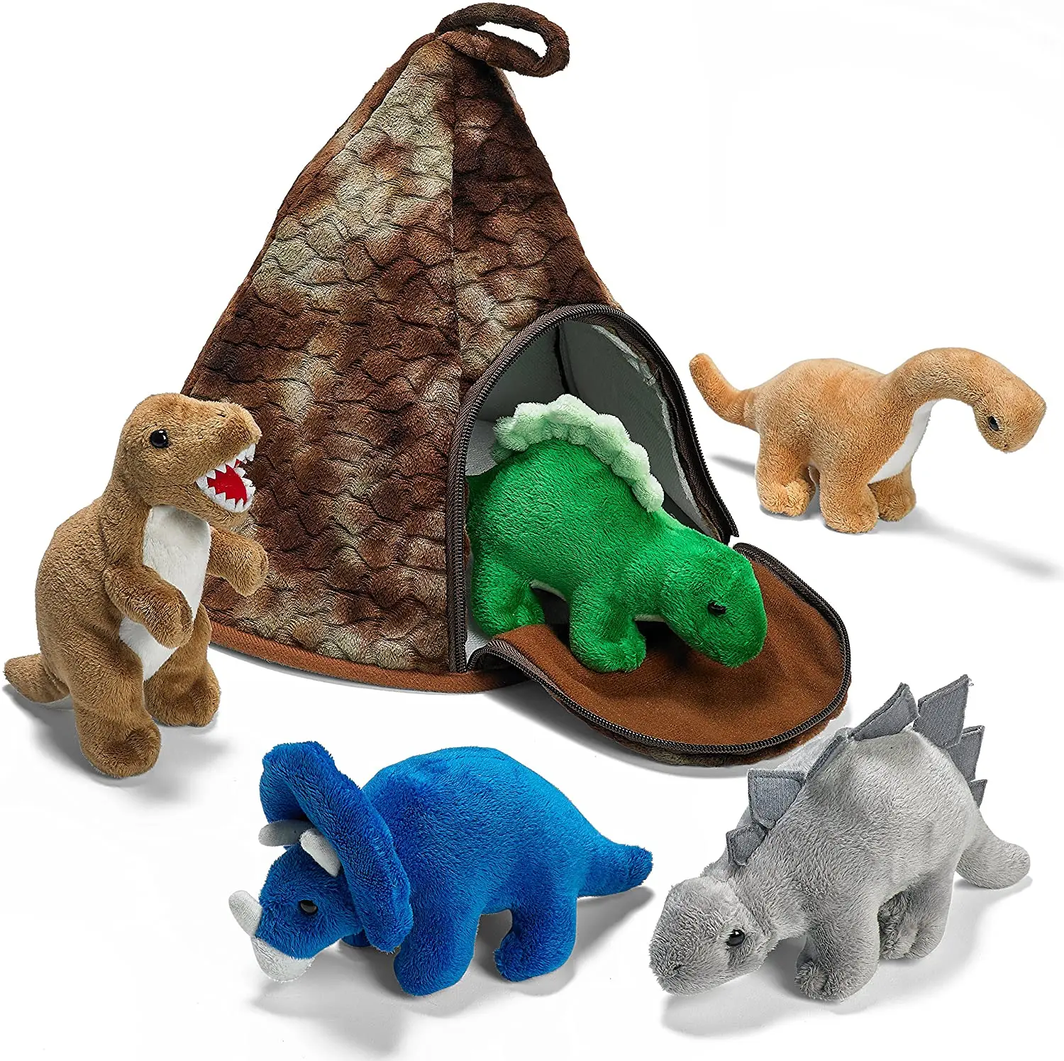 024 Manufacturer Custom Plush Volcano with All kinds of Dinosaur Triceratops /Tanystropheus/Tyrannosaurus Stuffed Toys for Boys