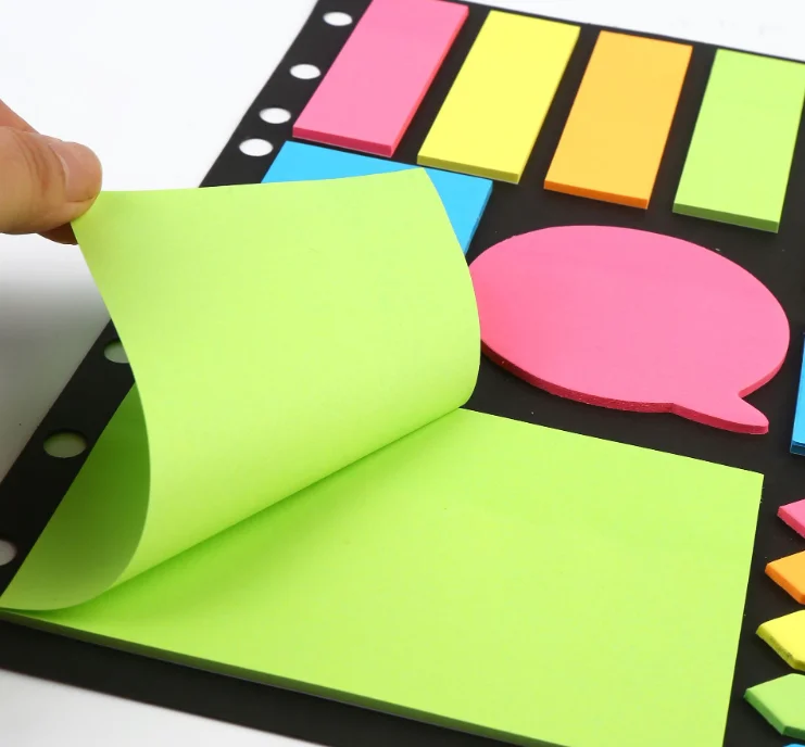YIHENG Custom waterproof plastic sticky note fluorescent color ruler square memo pad school supplies index tabs bookmark