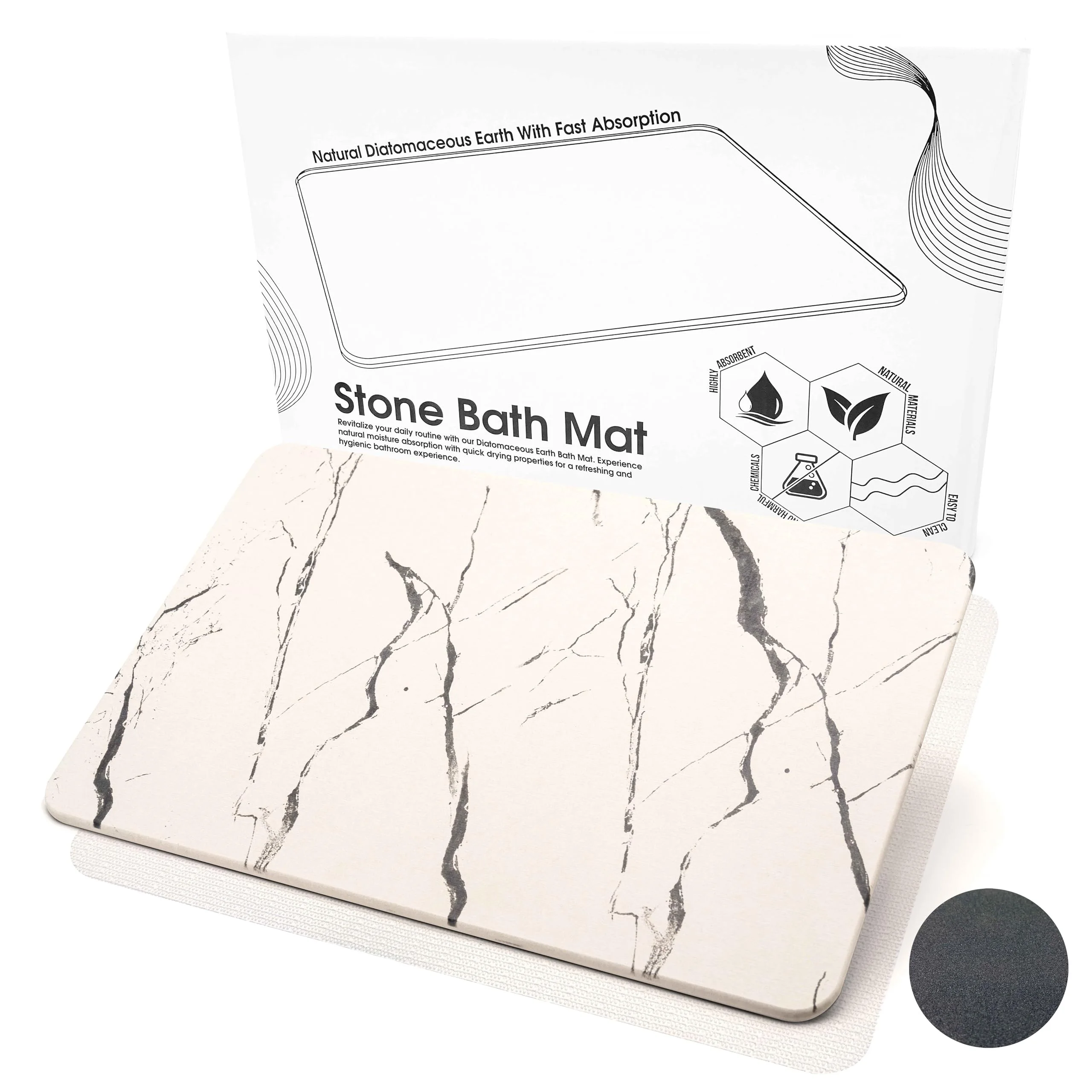 FMT Latest Classic Fast Water Drying Ultra Absorbent Non-slip Solid Grey Bath Mat Customized Diatomaceous Earth Stone Mat
