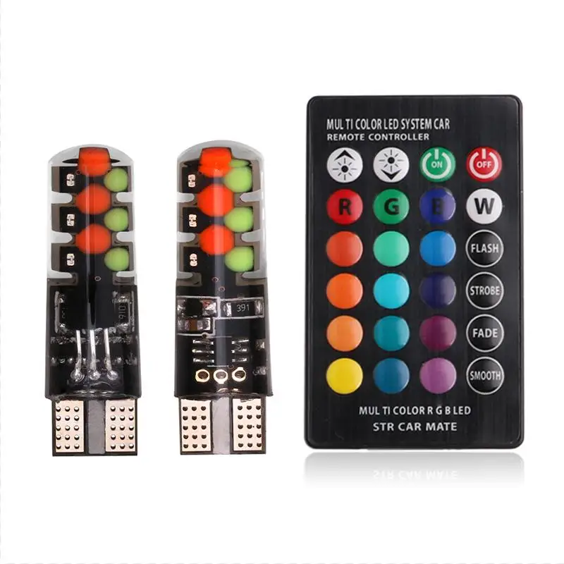 
Latest COB 12 Chips Silicon Memory Function Reading Light Bulb T10 LED RGB with Remote Controller 