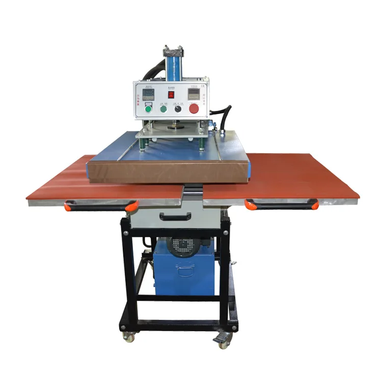 Hydraulic oil driver 24x32 inches double worktable garment cut sheet sublimation iron  bottom slide heat press machine
