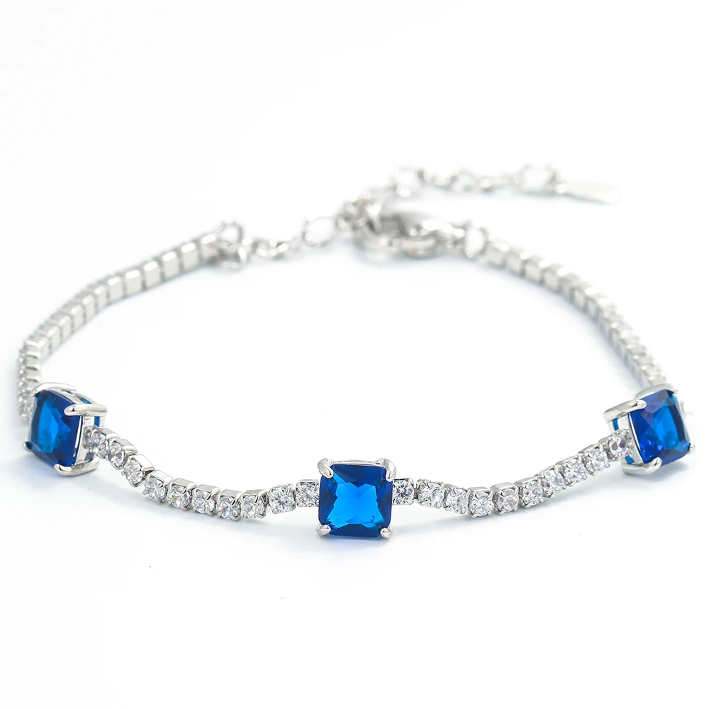 EYIKA Vintage Emerald Jewelry Brass Jewelry  Fusion Square Stone Tennis Stone Bracelets Women