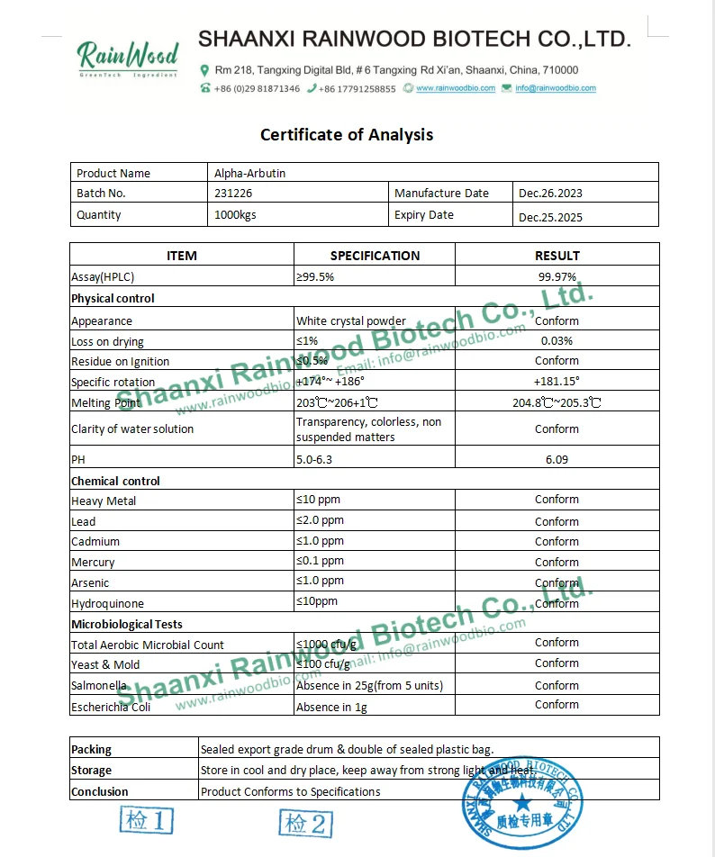 CAS 84380-01-8 Alpha-Arbutin Alpha Arbutin 99% Alpha Arbutin Powder