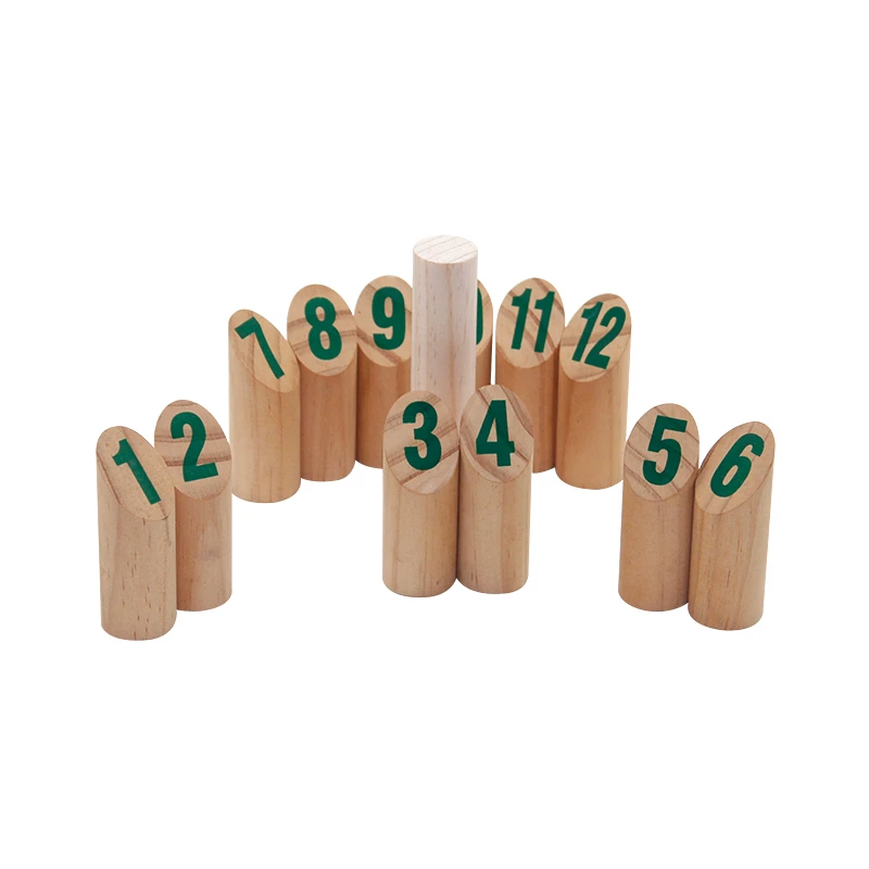 Wooden Throwing Game 12 Stick Number Kubb Pins, Throwing Dowel,Outdoor Lawn Games for Adults and Kids Family Garden Game