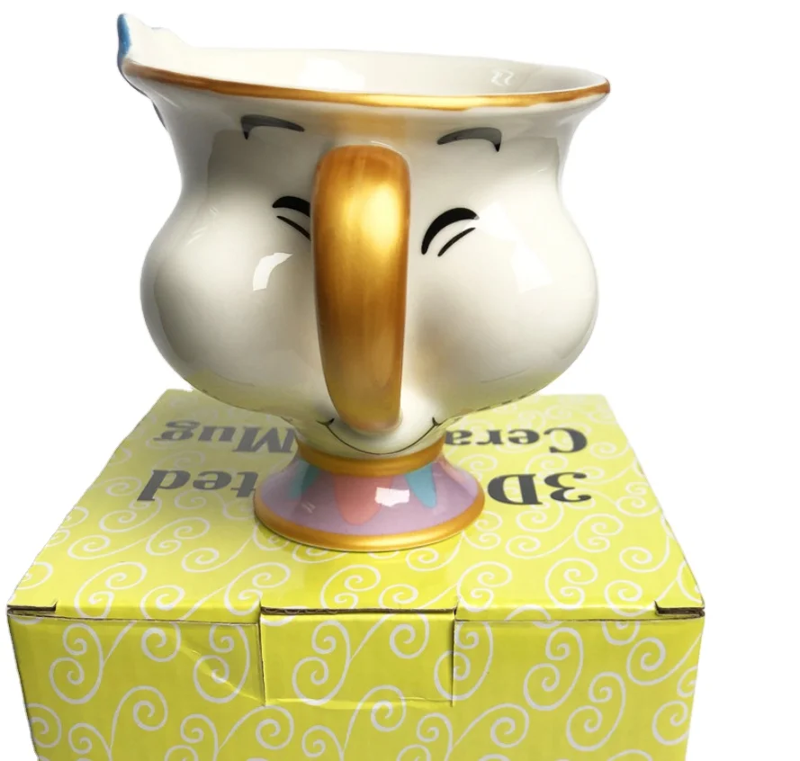 beauty and the Beast coffee Mugs Chip Mug with Gold Foil Printing, Multicolor cute couple gift mug