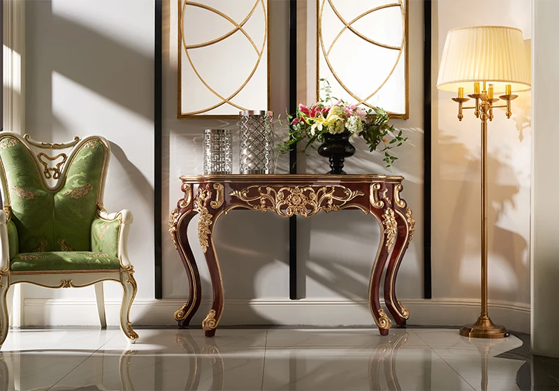 AFC411-Italian Роскошный Твердый Деревянный приставной столик с зеркалом, резной мебелью