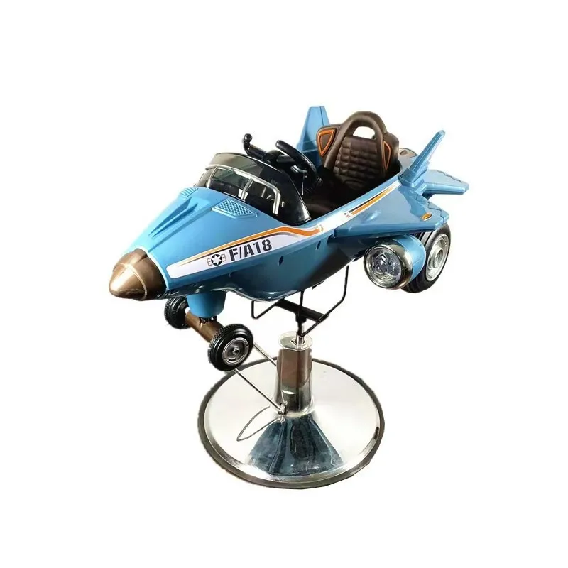 2024 airplane kid Barber Chair  Black Unique Italian design with car on the top  for Hair Salon Haircut chair barber Chairs