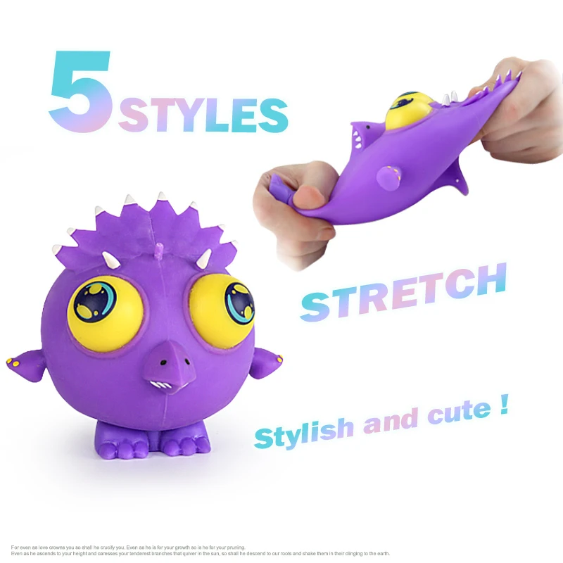 Wholesale Soft Tpr Toys 4 Inch 6 design Fidget Stress Relief Squishy Animal with Foot Raised Eye Squeeze Toys For Kids