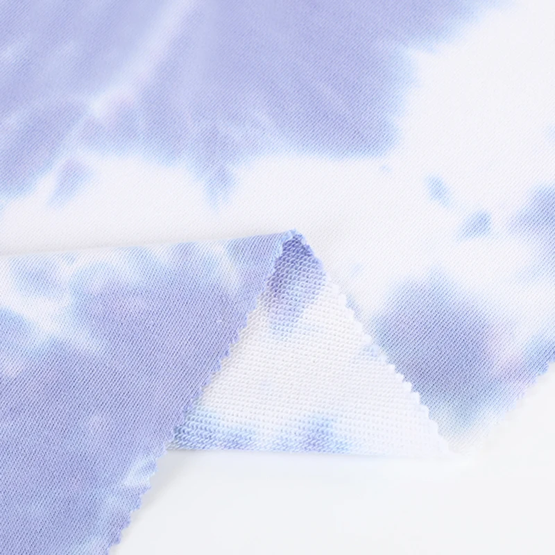 Custom fashion colorful knit breathable shrink-resistant smooth 100 cotton french terry tie dye fabric for garment