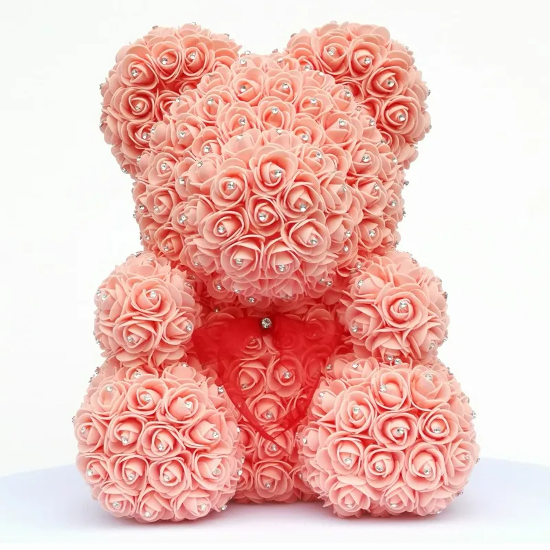 16inch Rose Flower Bear Beautiful Handmade Preserved 40cm Teddy for Girlfriend Love Gift