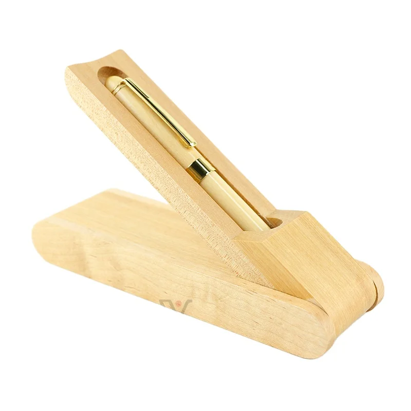 Classical Foldable Bamboo Ink Pen Luxury Maple Wooden Ballpoint Pen with Wood Package Box