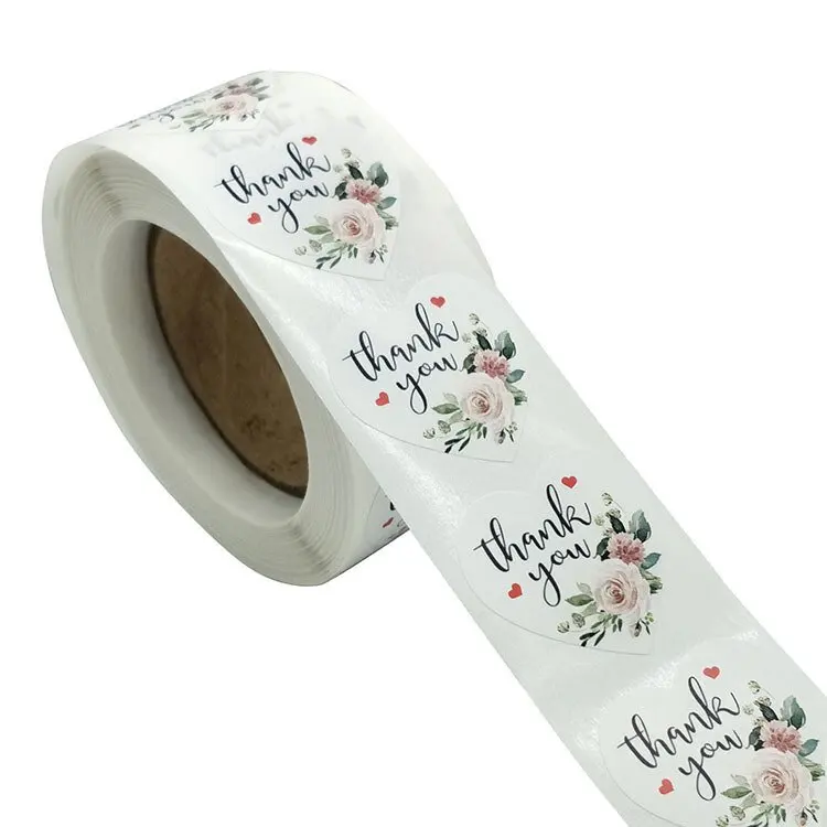 Custom Wholesale Thank You Sticker Flower Label Custom Stickers For Packaging