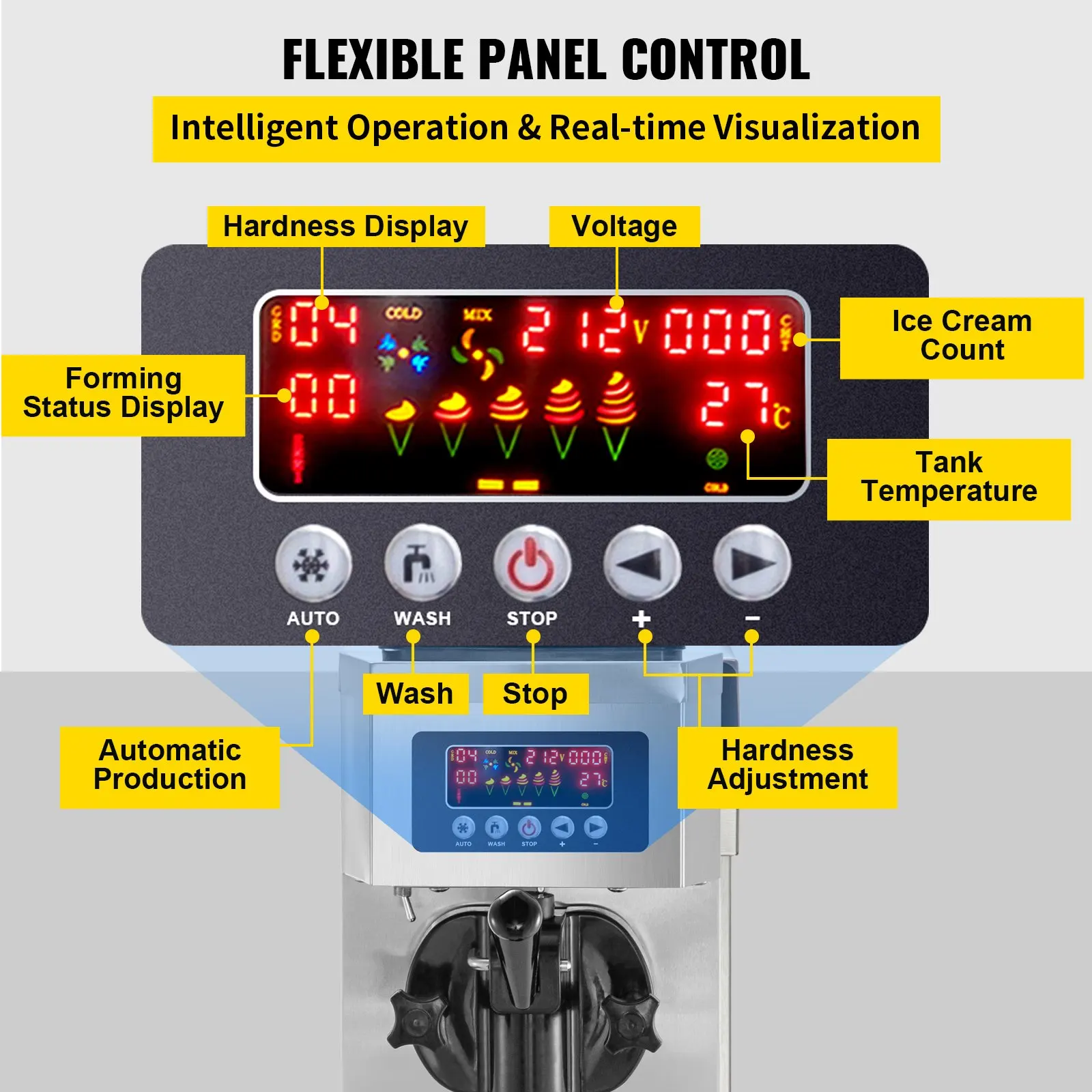 SIHAO-9200 10-20L/H Wholesale Easy Operating Automatic Softy Ice Cream Maker Machine For Household