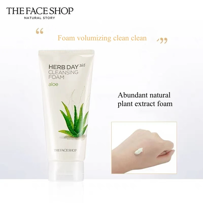 Korean Herbal Aloe Vera Lemon Face Wash Deep Cleansing Hydrating Foam Makeup Remove Gel Oil Control Foam Cleanser