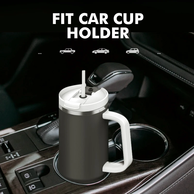 Large capacity tritan BPA lid stainless steel wholesale bulk 40oz tumbler with straw handle