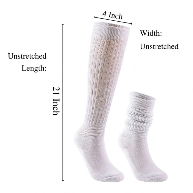 Slouch Scrunchy Socks for Women Colorful Long Loose Stacked Chunky Cotton Ladies Girls Casual Knee High Boot Sock