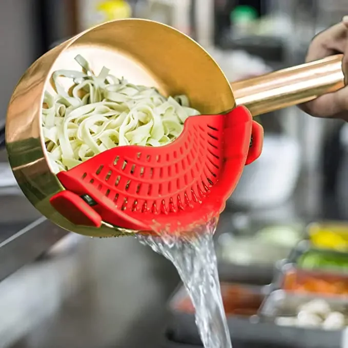 Newly designed food Filter Kitchen Vegetable noodle water filter clips fit all POTS and bowls