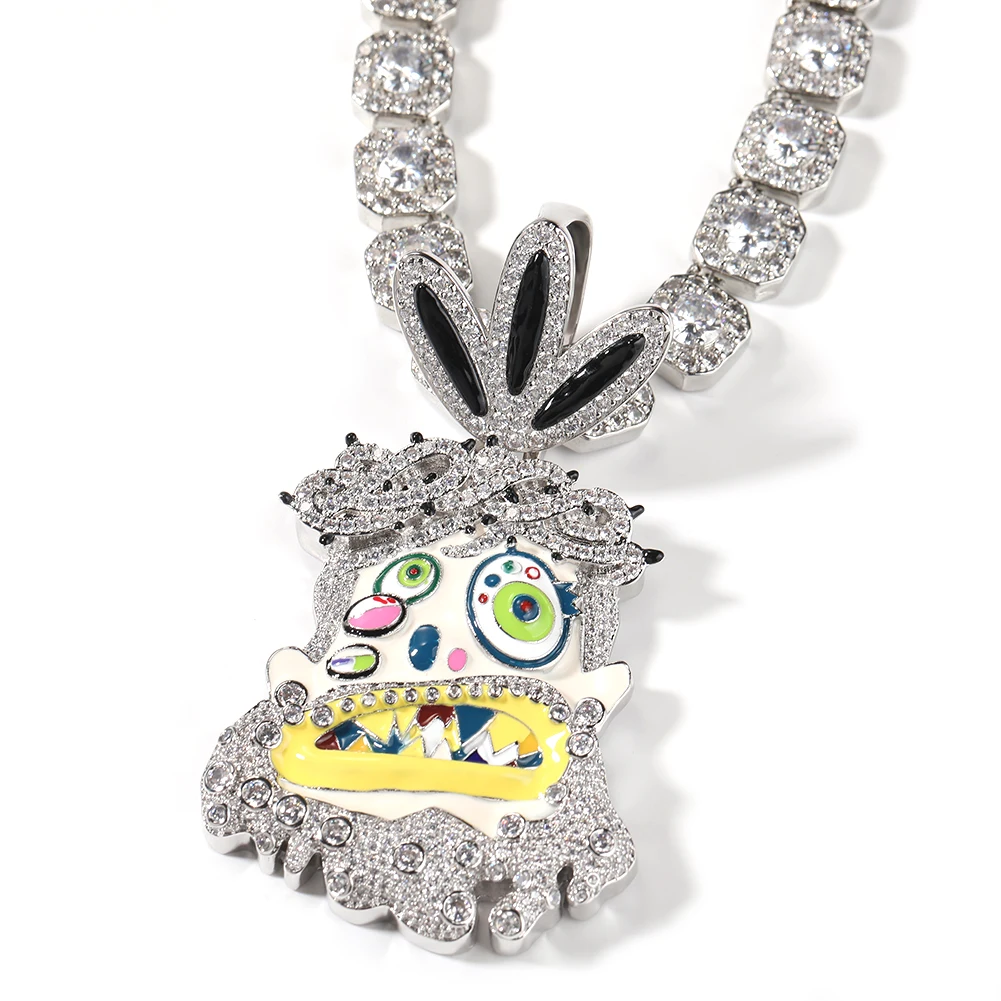 Cartoon Colorful Enamel Dripping Oil Avatar Savage Tribe Pendant