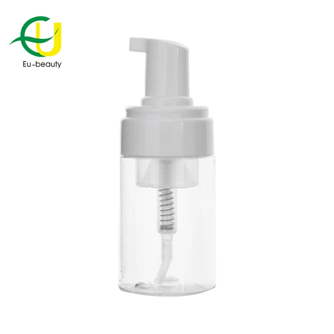 New Design Cosmetic Frosted Nozzle Round Spray Bottle Plastic Liquid Soap Dispenser Pump with lids 43mm Foam